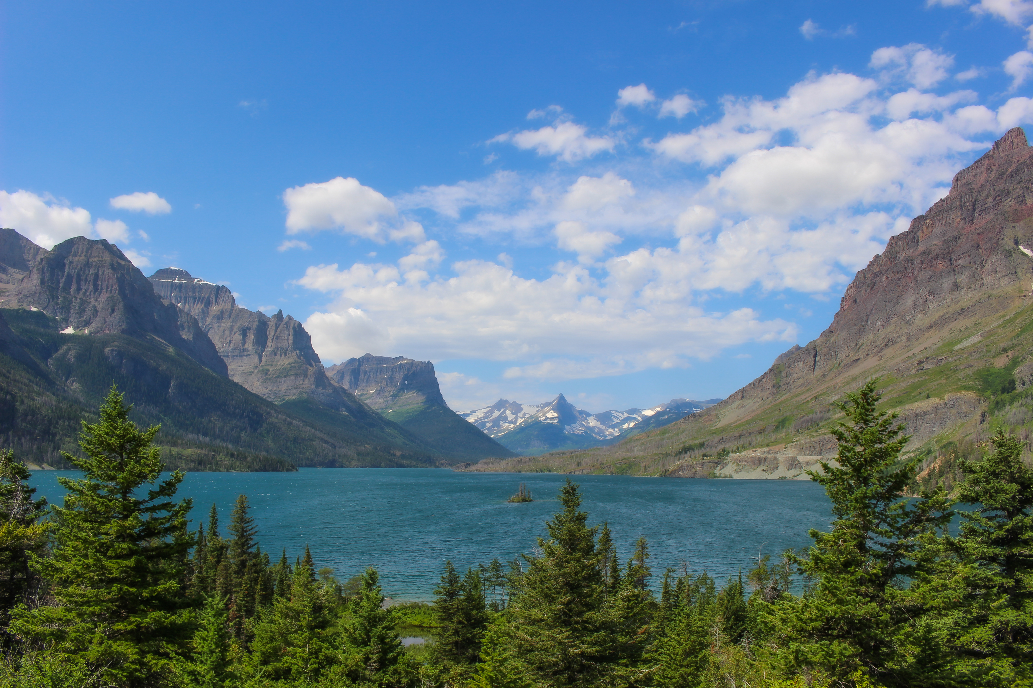 Glacier national park lake mountain view